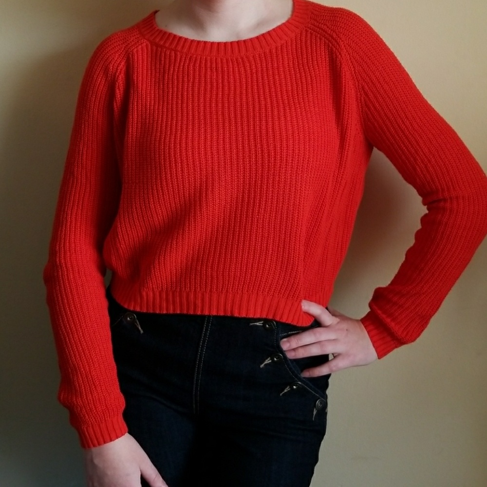 Orange Mossimo Supply Co. Cropped Sweater